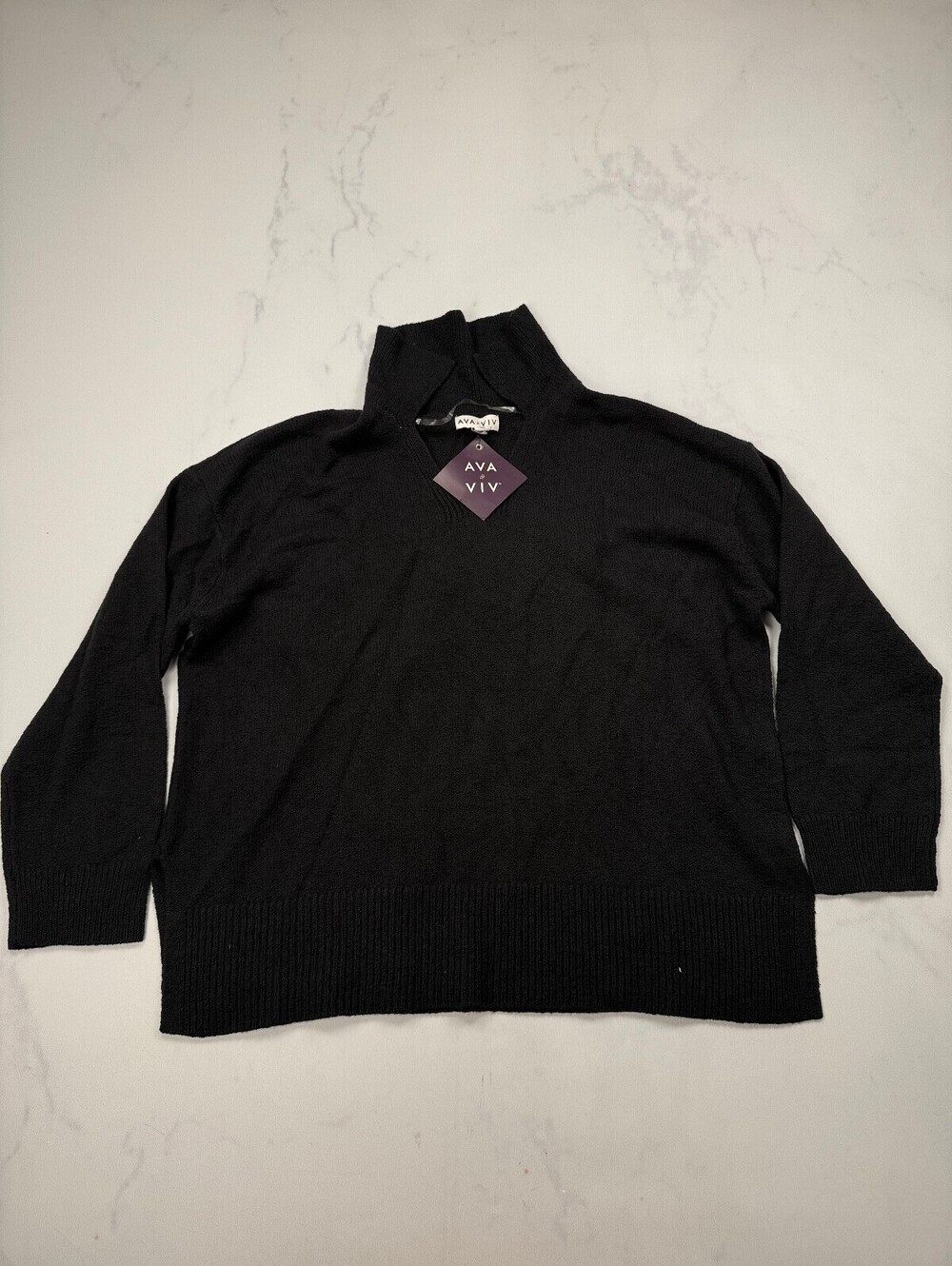 Ava & Viv Sweater Sweater Black Modern Classic Style - Womens 1X
